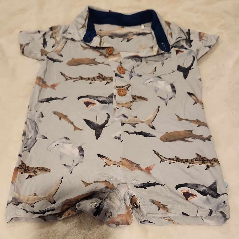Posh Peanut Gray and Blue Polo Shirt with Nautical Theme